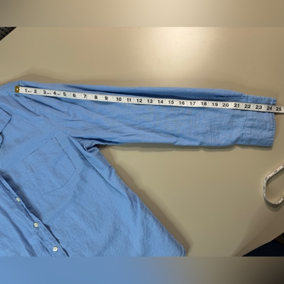 J. Crew Factory Linen shirt perfect fit AL 522 Blue Size Large - Picture 6 of 16